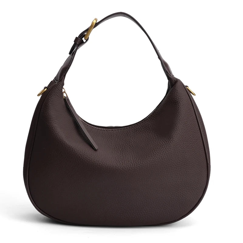 Genuine Cowhide Leather Mini Hobo Shoulder Bag for Women Pebbled Leather Top Handle Crossbody Bag with Hardware Underarm Bags