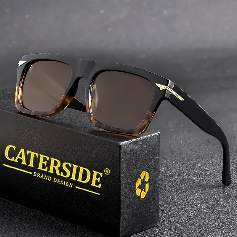 CATERSIDE Classic Square Sunglasses Men's TR90 Frame Fashion Luxury Brand Design Sun Glasses Women's Travel Party Eyewear