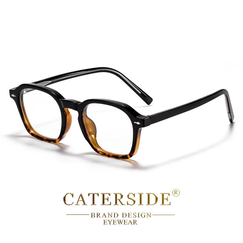 CATERSIDE Square Men's Optical Eyeglass Frame Retro High Quality Brand Eyewear Women's Anti Blue Light Decoration Glasses