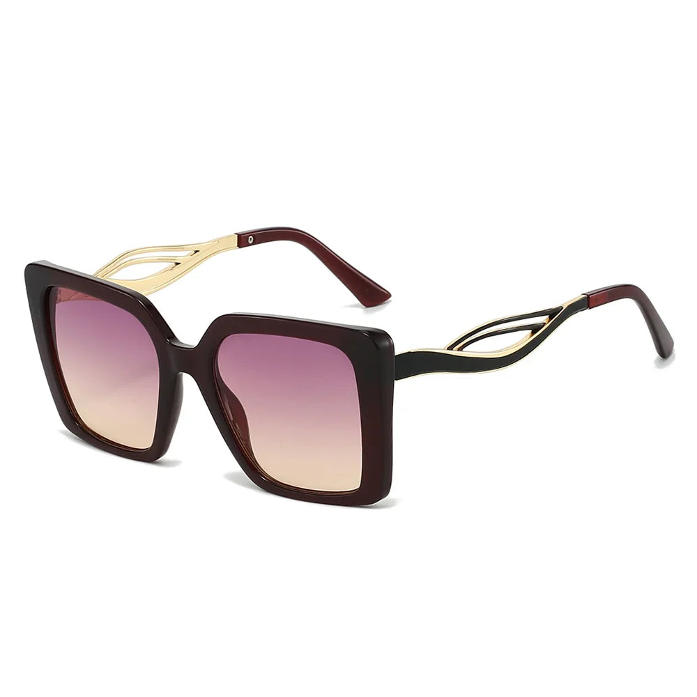 JNPCXI Retro Square Leopard Print Gradient Frame Women Sunglasses Ins Hollow Temple Design Men Casual Sun Glasses UV400