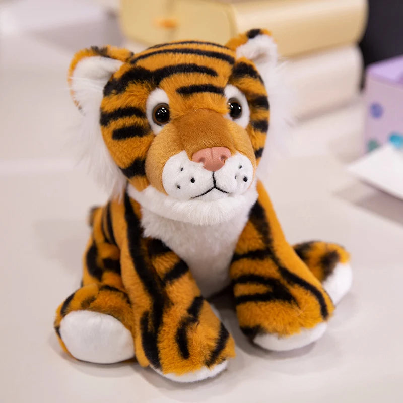 20cm Sitting Cute Forest Animal Tiger, Lion, Sheep, Cow, Fox, Plush Toy Doll, Christmas Birthday Gift