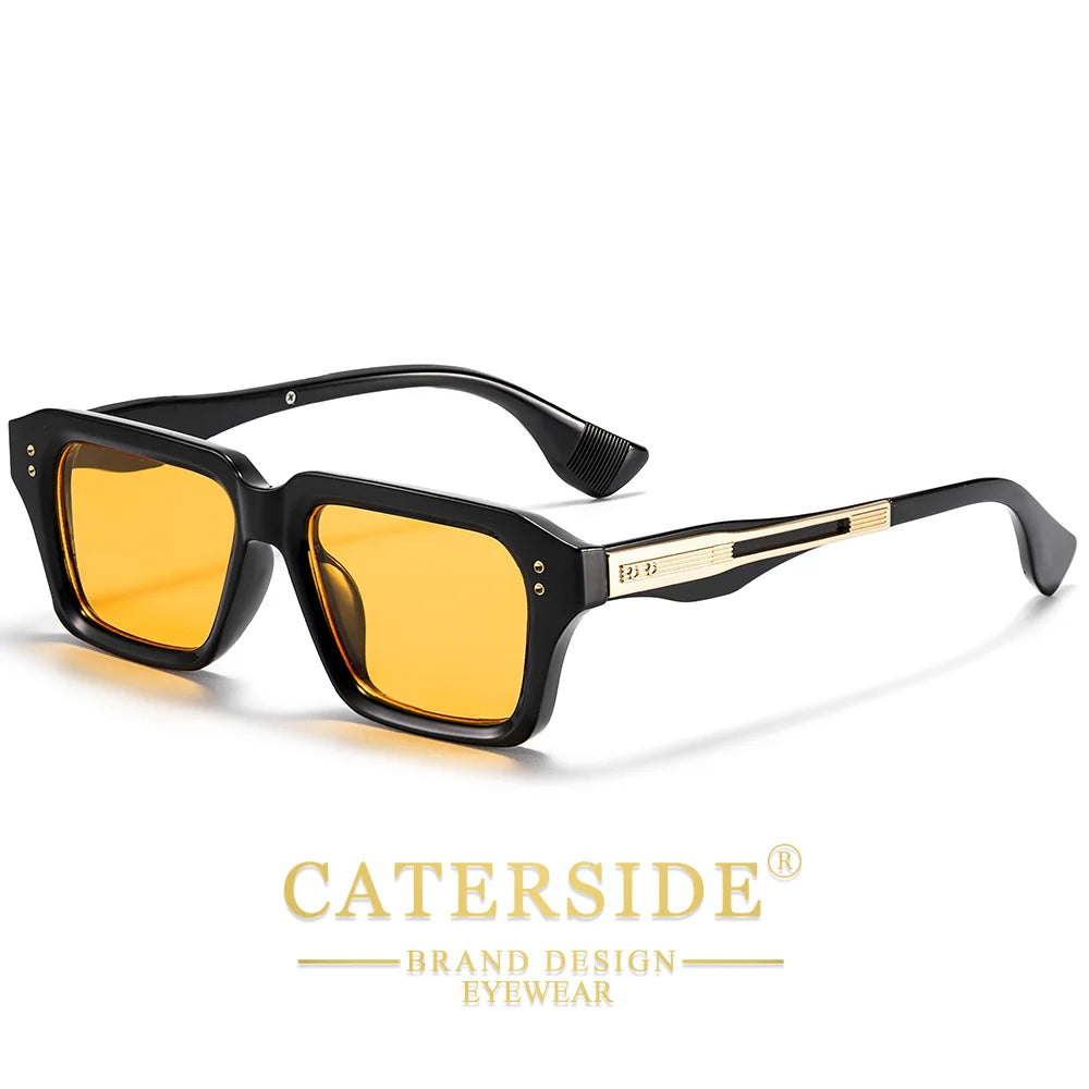 CATERSIDE Retro Men's Sunglasses Unique Temple Design Luxurious Sun Glasses Women Thick Frame Travel Parties UV400 Eyeglasses