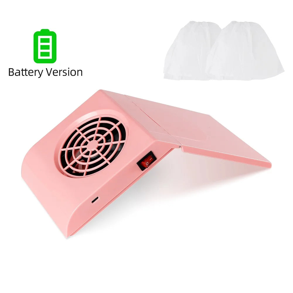 Wireless Nail Dust Collector Foldable Nail Dust Extractor Mini Rechargeable Nail Vacuum Cleaner Fan Nail Art Manicure Machine