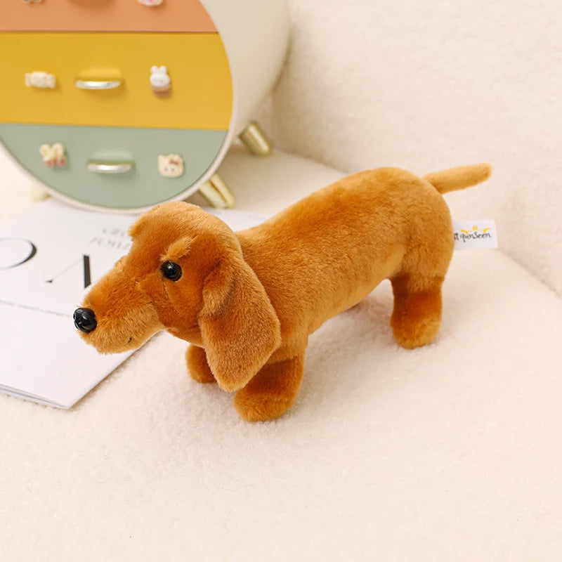 Simulation Dachshund Animal Doll Stuffed Standing Dog Puppy Plush Toy Brown Black Plushie Men Birthday Gift