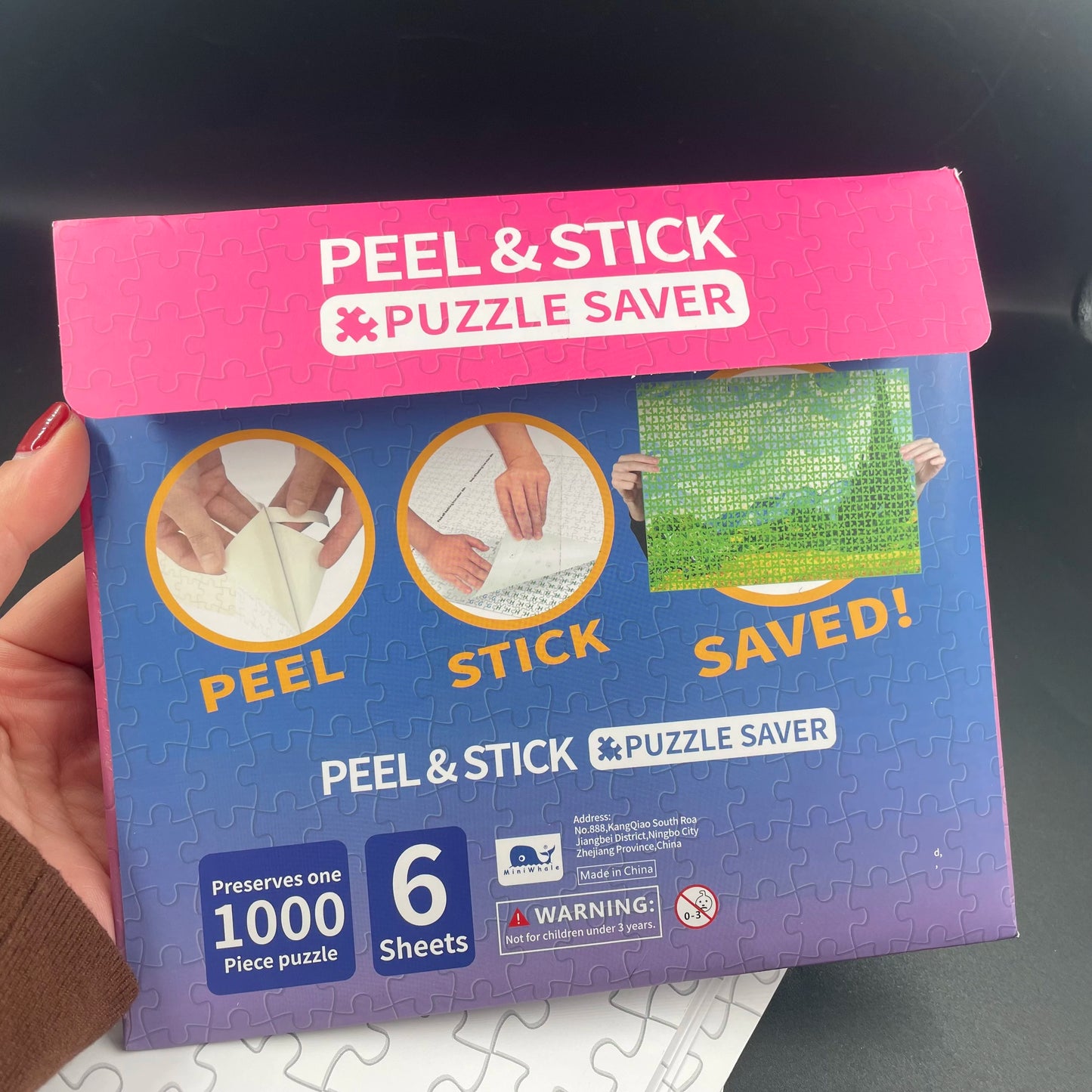 Jigsaw Puzzle Saver Glue Sheets 6 sheets Preserve 1,000 Piece Puzzles up to 29 x 21.5in with 2 Adhesive Wall Hangers 6 Packs
