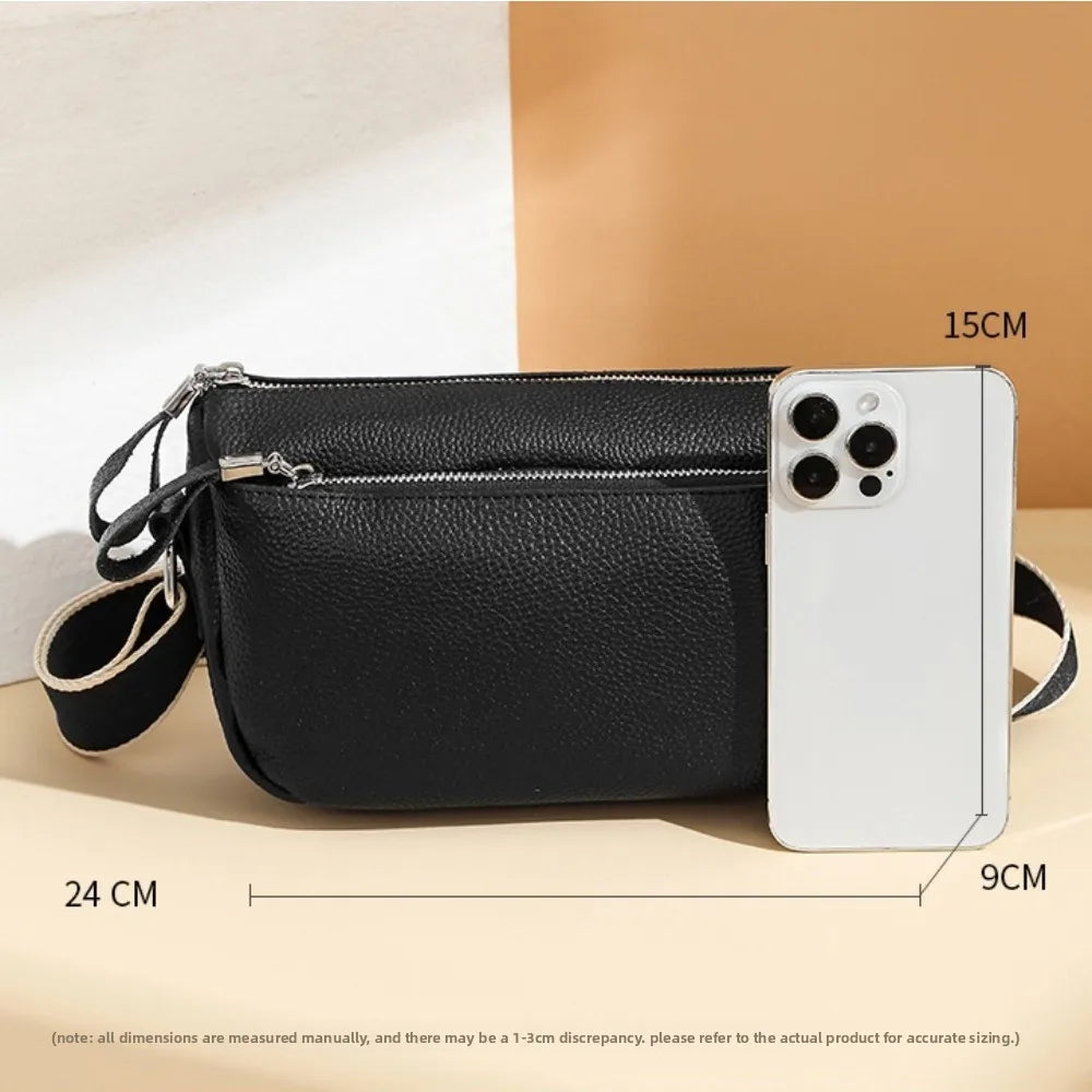High Quality Cow Leather Handbag Multilayer Women Bag Luxury Genuine Leather Shoulder Crossbody Bag Female New Ladies Tote Sac