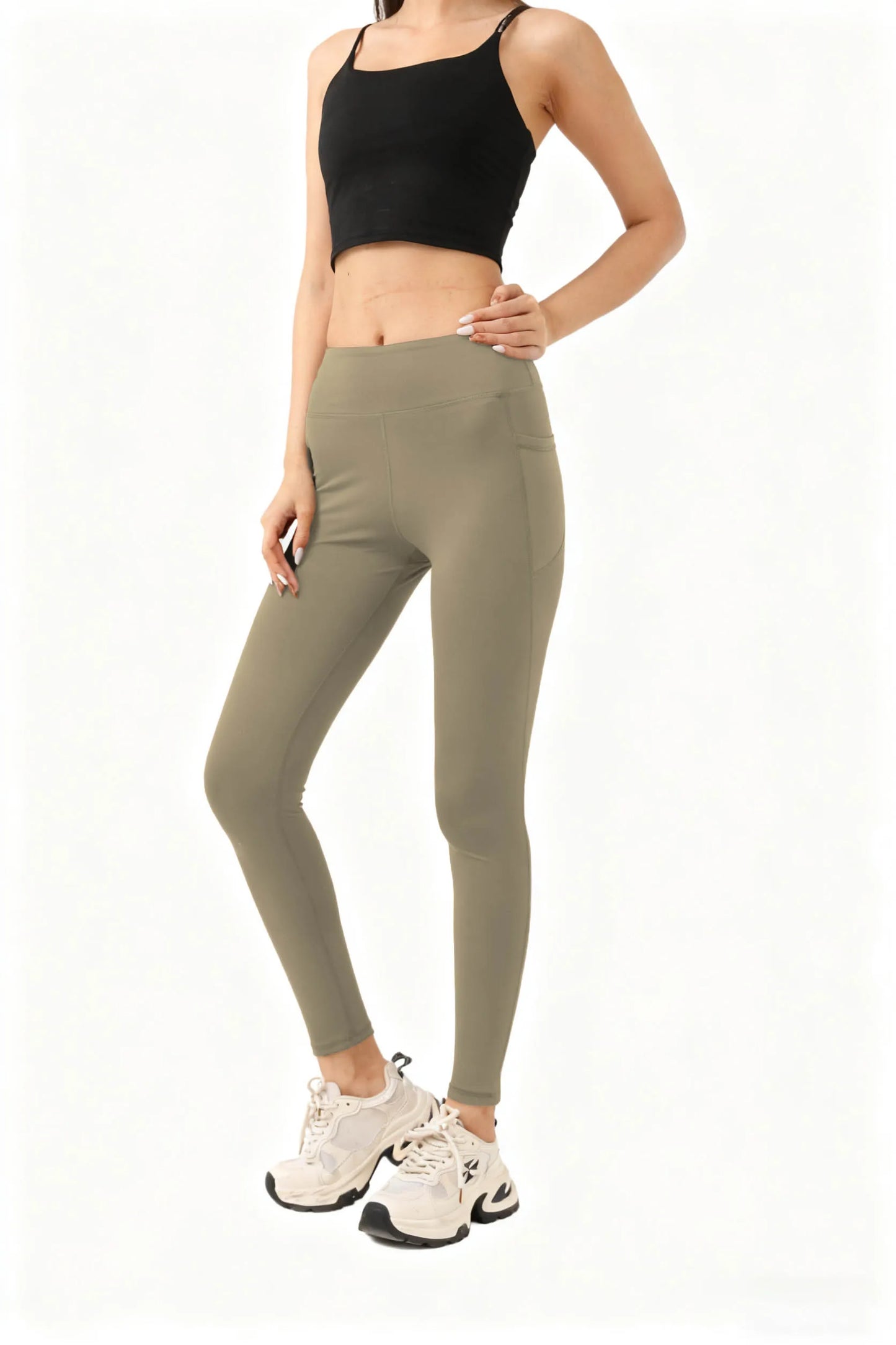 Waist Yoga Pants with Pockets, Leggings for Women Tummy Control Compression Workout Leggings for Women