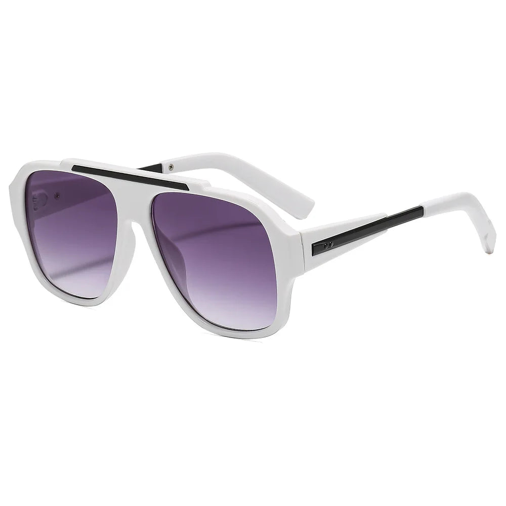 JNPCXI New Fashion Rivets Square Women Sunglasses Shades UV400 Retro Trending Gradient Men Punk Yellow Sun Glasses