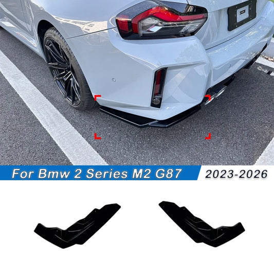 For Bmw 2 Series M2 G87 2023-2026 Car Rear Bumper Rear Lip Corner Wrap Diffuser Body Kits By Gloss Black Carbon Fiber Look ABS