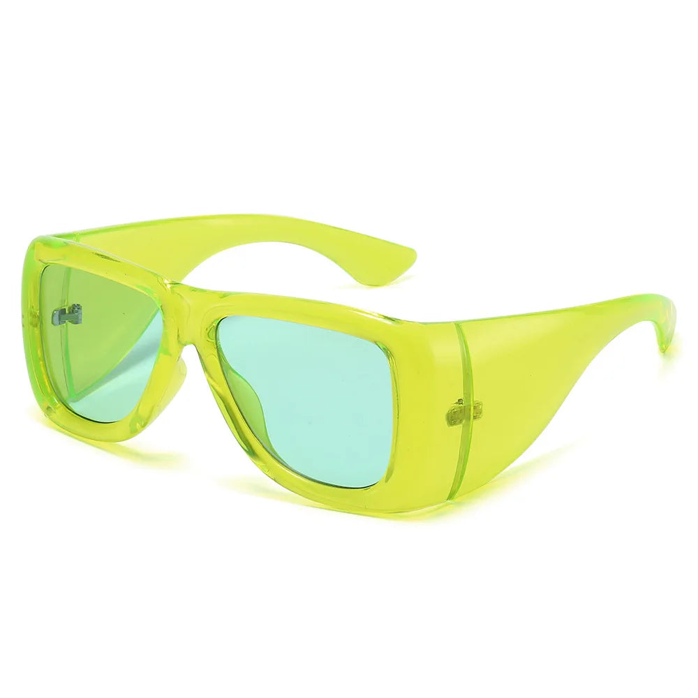 JNPCXI New Oversized Square Jelly Color Sunglasses Women Fashion Wide Legs UV400 Retro Men Trending Punk Outdoor Sun Glasses
