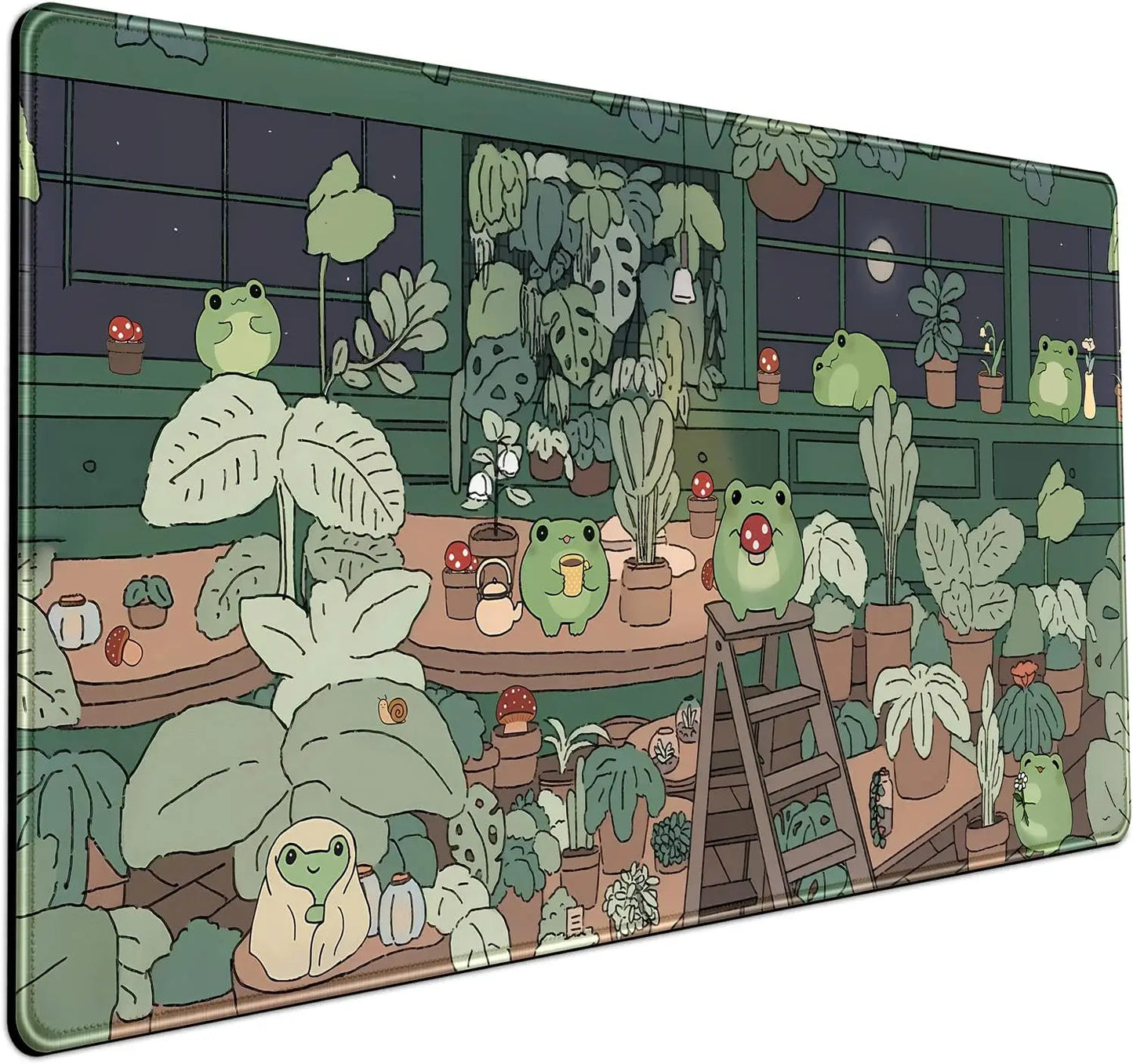 Cute Frog Mouse Pad Desk Pad Kawaii Green Desk Decor Mat, Large Gaming Mouse Pad for Desk Computer Keyboard Laptop for Girl
