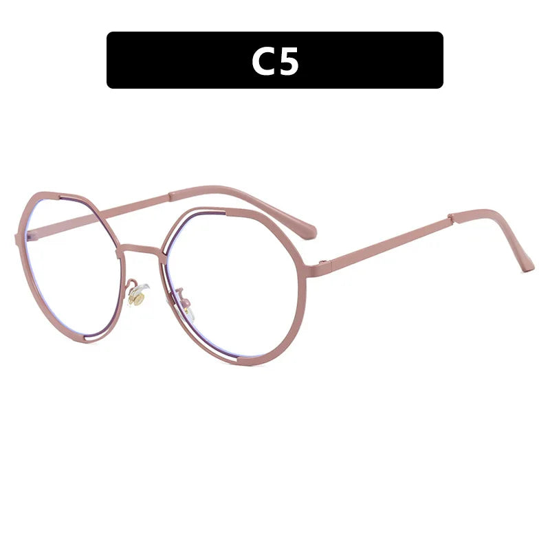 JNPCXI Round Eyeglasses Retro Trendy Lightweight Frame Comfortable Wear Glasses Women