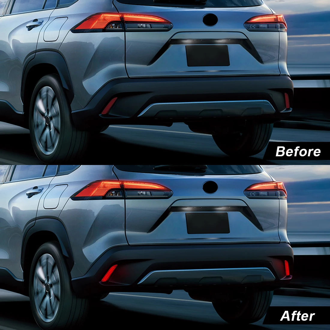 LED Rear Bumper Reflector Light For Toyota Corolla Cross 2020 2021 Car Strop Brake Warning Start-up Dynamic Turn Signal Lamp 12V