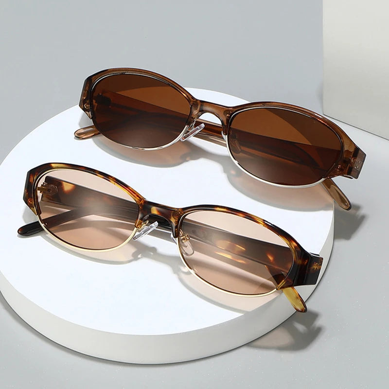 JNPCXI New Ins Popular Fashion Oval Sunglasses Women Retro Punk Shades UV400