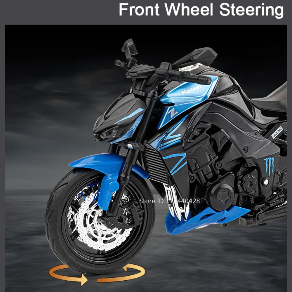 1:12 Kawasaki Z1000 Ninja 400 Alloy Diecast Motorcycle Model Toy Shock Absorption Front Wheel Steering Motorbick Boyfreiend Gift