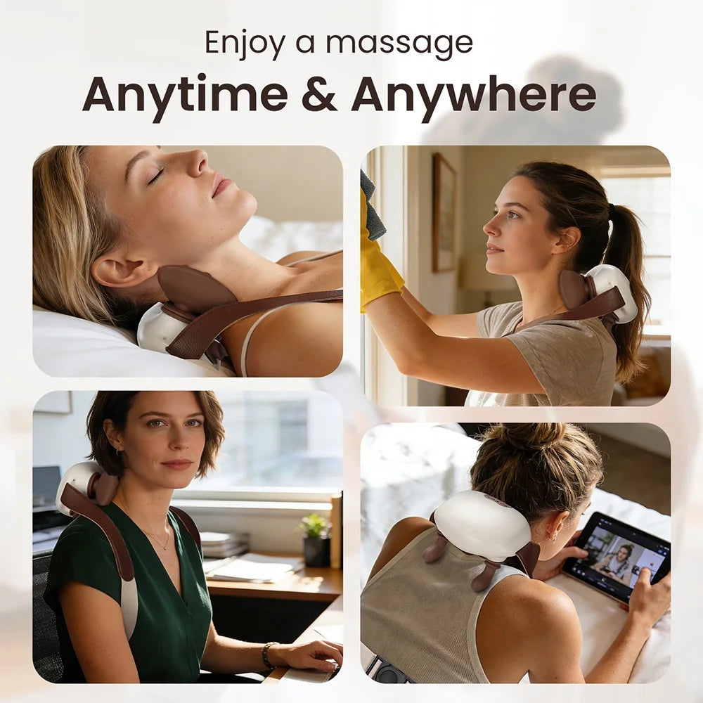 4D Hand Shaped Kneading Neck And Shoulder Massager Portable Neck Shoulder Massage Pillow Brushless Motor Trapezius masajeador