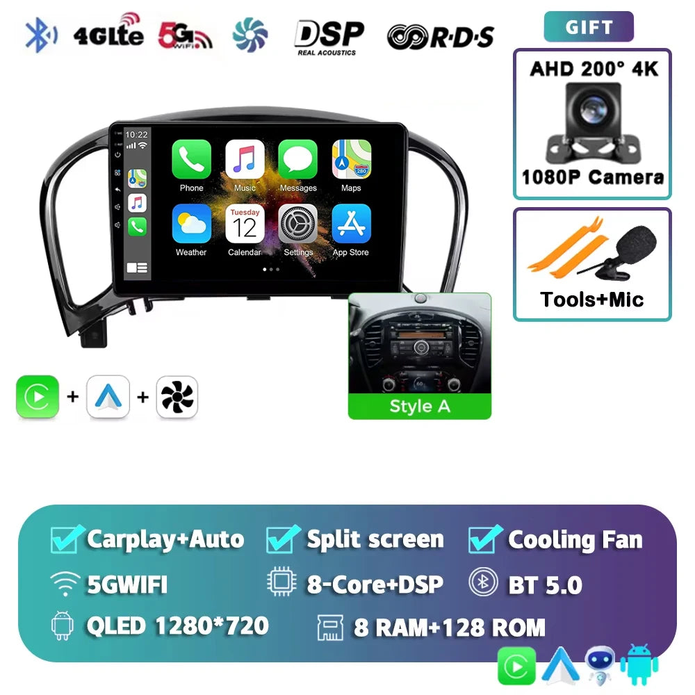 Android 15 Car radio For Nissan Juke 2010 2011 2012 2013 2014 Wireless Android Auto Carplay Car Multimedia Player WIFI 4G DSP 2