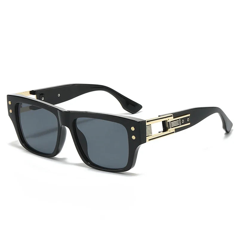 JNPCXI New Square Men Sunglasses Shades UV400 Retro Brand Designer Rivets Women Blue Gradient Hollow Sun Glasses