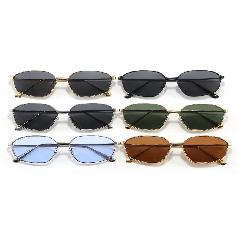 JNPCXI New Retro Y2k Punk Women Sunglasses Luxury Black Designer Metal Frame Sun Glasses Shades UV400 Eyewear