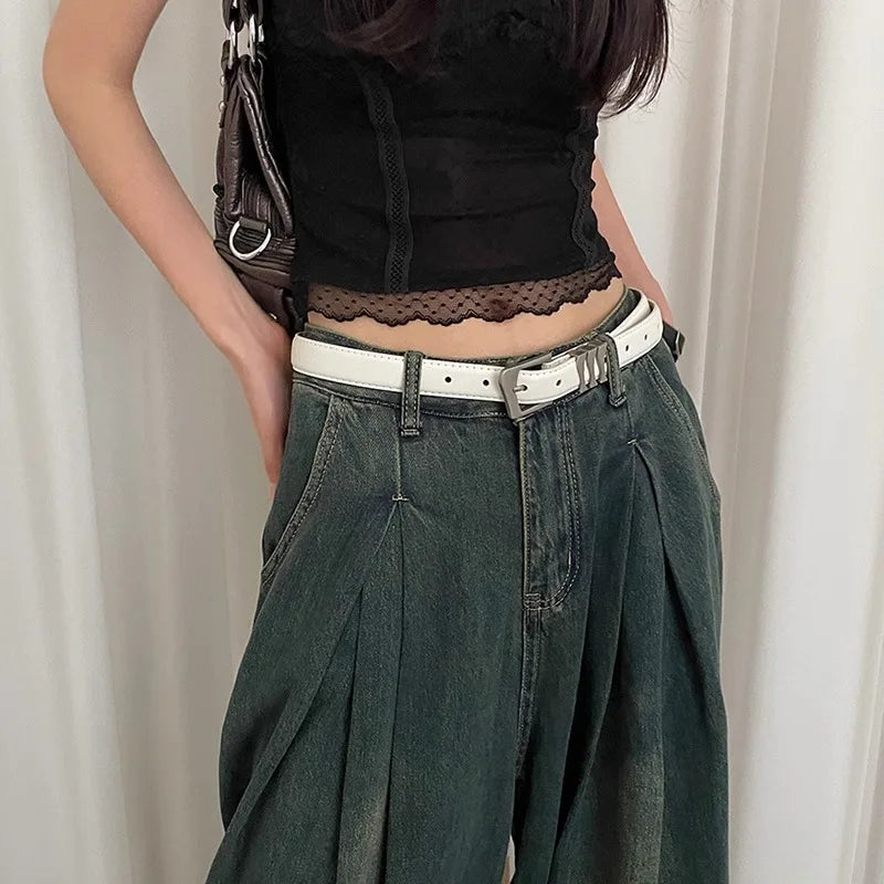 Korean Version Of The Retro Simple Belt Ladies Niche Design Fashion With Red Belt With Skirt Jeans Belt