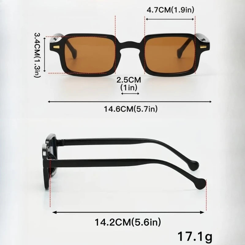 Fashionable Rectangular Unisex Sunglasses with UV400 Protection Suitable for Travel and Vacation
