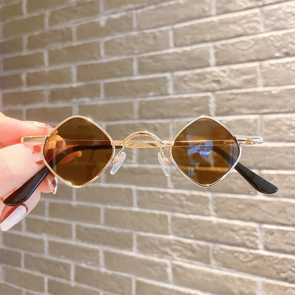 2pcs Children's Sunglasses Boys and Girls Retro Metal Square Frame Prince Glasses Baby Fashion All-Match Catwalk Show Sunglasses