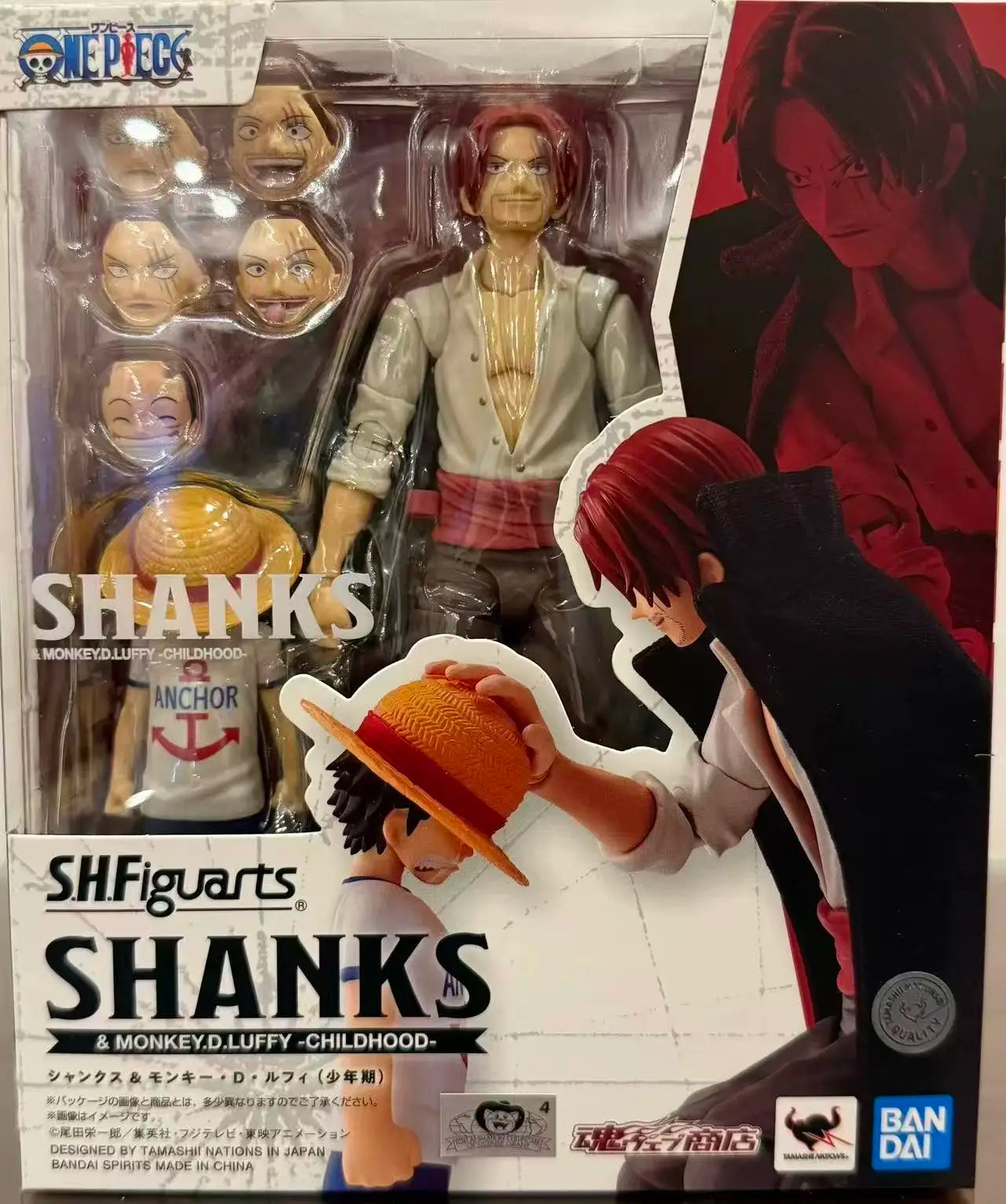 【IN STOCK】Original Bandai S.H.Figuarts One Piece Shanks & Monkey D. Luffy Childhood 16.5cm Action Figure Collectible Model