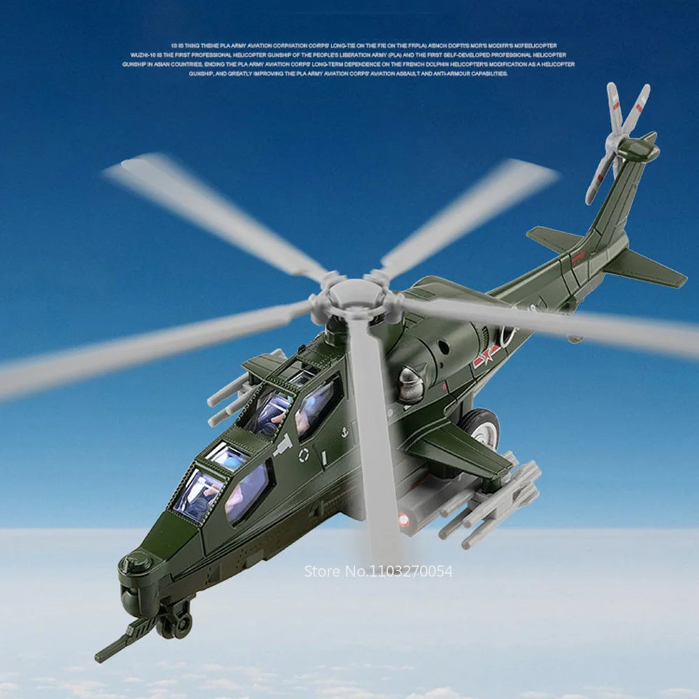 25CM CAIC Z-10 Airplane Toys Models Alloy Diecast Fighter Metal Body Sound Light Pull Back Aircraft Collected Birthday for Gifts