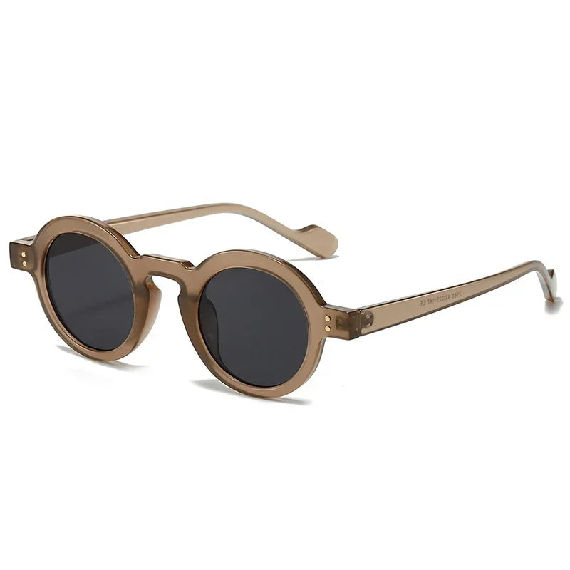 JNPCXI Retro Small Round Sunglasses Women Fashion Clear Ocean Lens Shades UV400 Men Rivets Trending Punk Sun Glasses