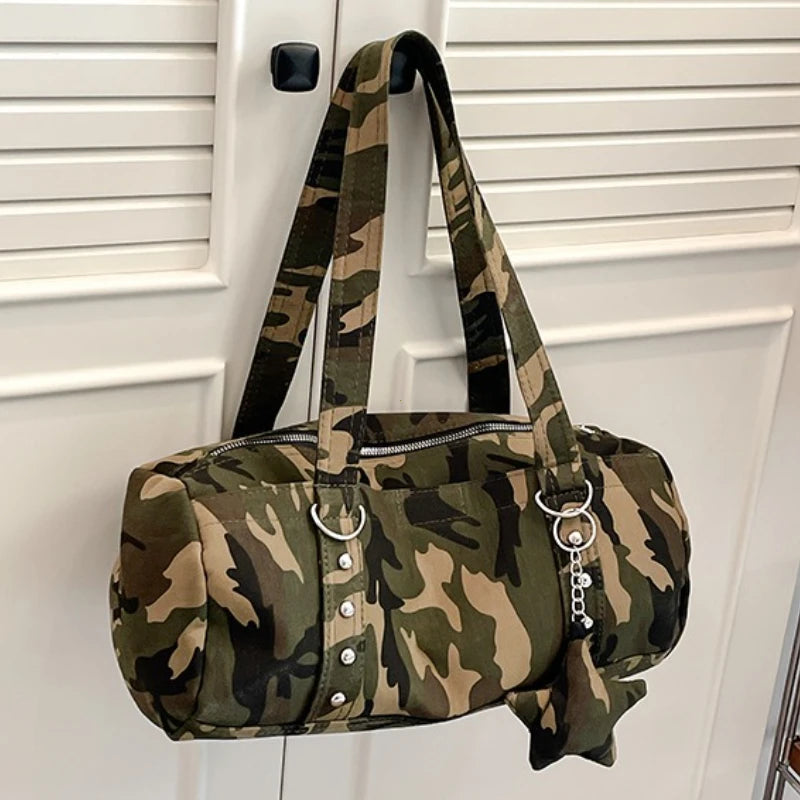 Fashionable Large Capaci oulder Bag Underarm Star Leopard Print Spicy Girl Y2K Single Shoulder Bag Soft Nylon Women's Handbag