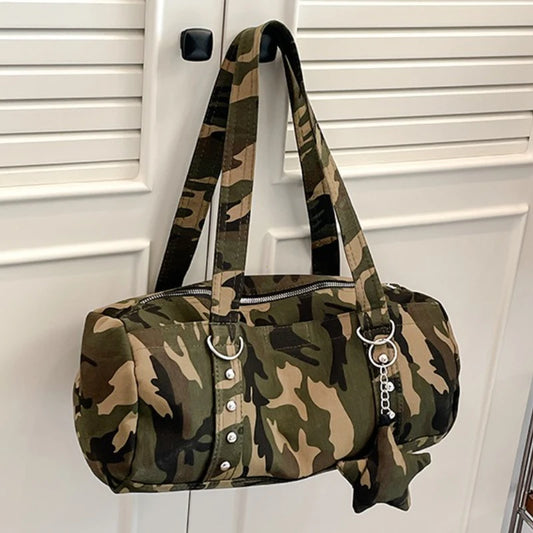 Fashionable Large Capaci oulder Bag Underarm Star Leopard Print Spicy Girl Y2K Single Shoulder Bag Soft Nylon Women's Handbag