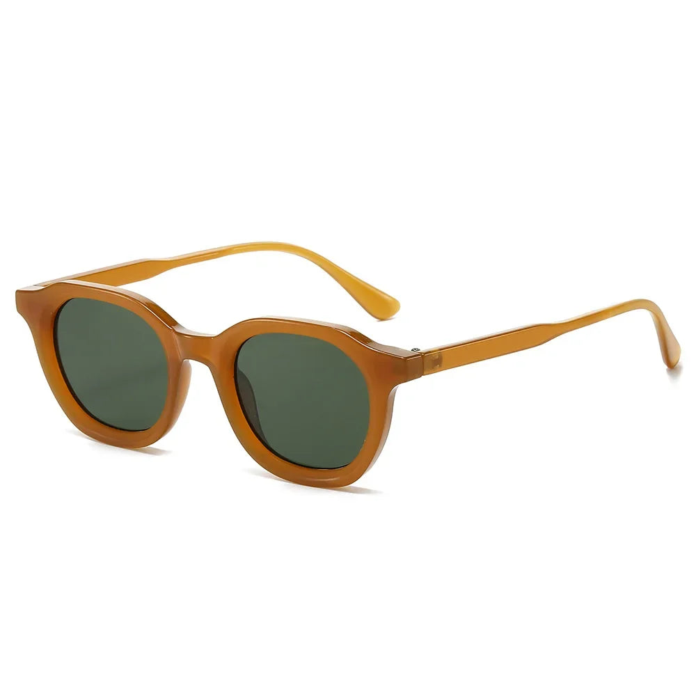 JNPCXI Fashion Small Round Sunglasses Women Retro Green Gradient Shades UV400 Men Trending Sun Glasses