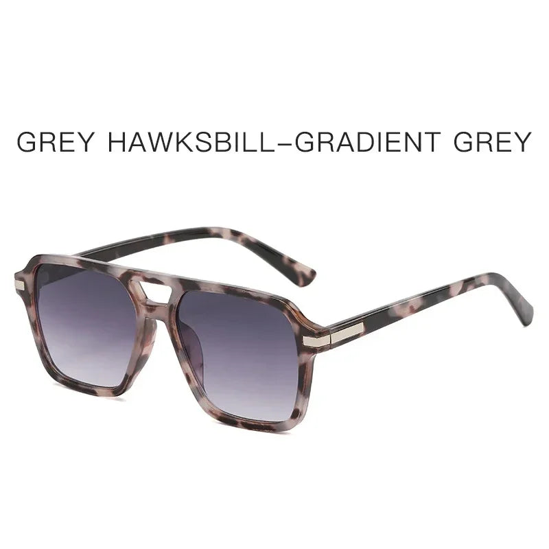 JNPCXI Vintage Double Bridges Square Sunglasses Men Gradient Lens Eyewear Shades Women Trending Sun Glasses UV400