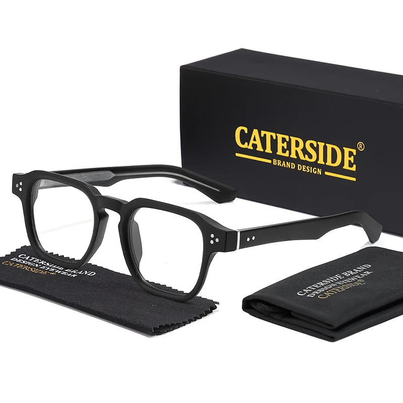 CATERSIDE Retro Square Glasses Men Anti Blue Light Core Insert Temple Computer Glasses for Women Luxury Brand Glasses Frame