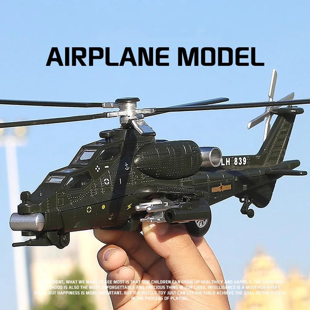25CM CAIC Z-10 Airplane Toys Models Alloy Diecast Fighter Metal Body Sound Light Pull Back Aircraft Collected Birthday for Gifts