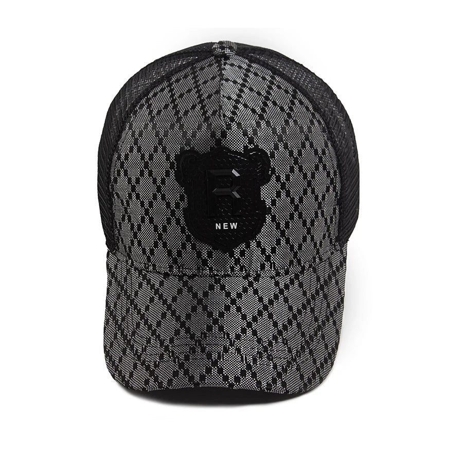 Men Baseball Cap R Label Grid 5 Panel Style Trucker Hat Hip Hop Mesh Caps Fashion Women Visor Casual Caps Summer For Unisex