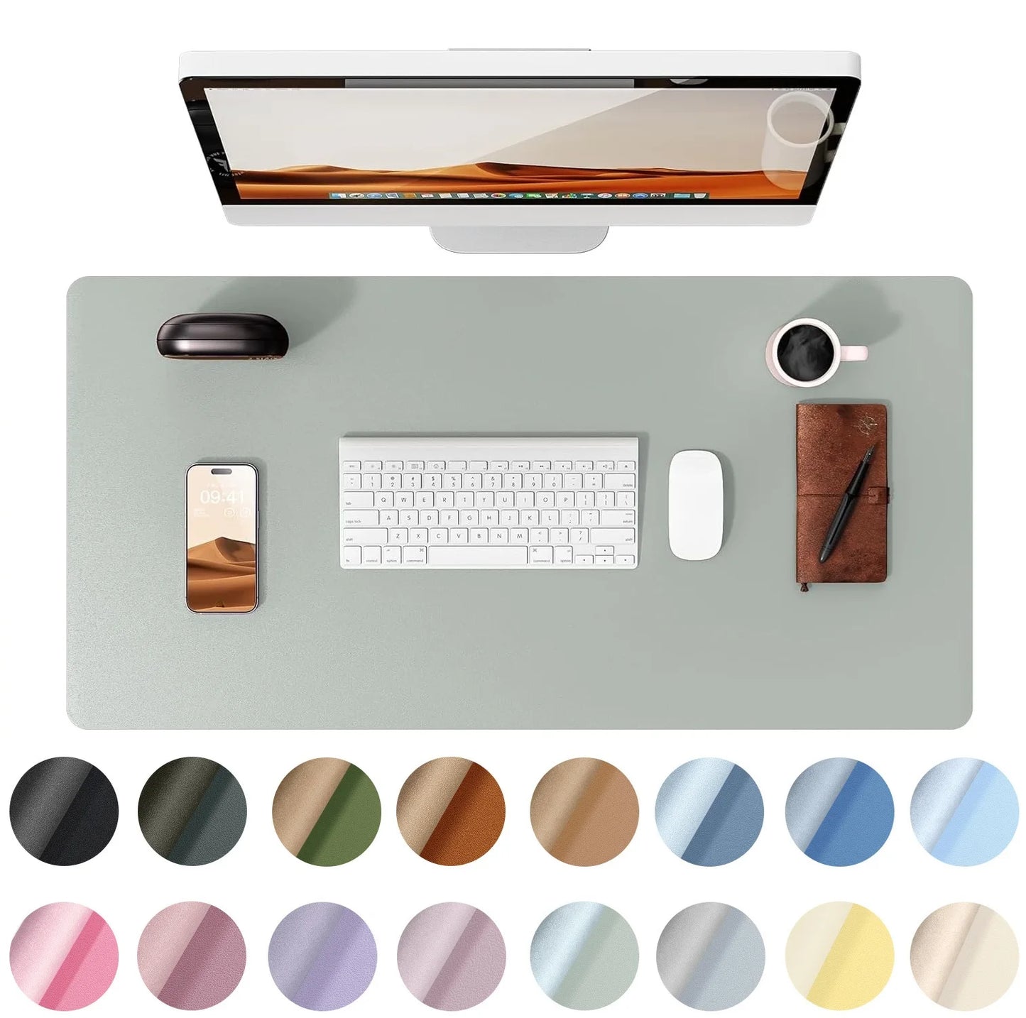 Large Size Leather Desk Pad Protector, Office Desk Mat, Large Mouse Pad, Non-Slip PU Leather Desk Blotter, Laptop Desk Pad