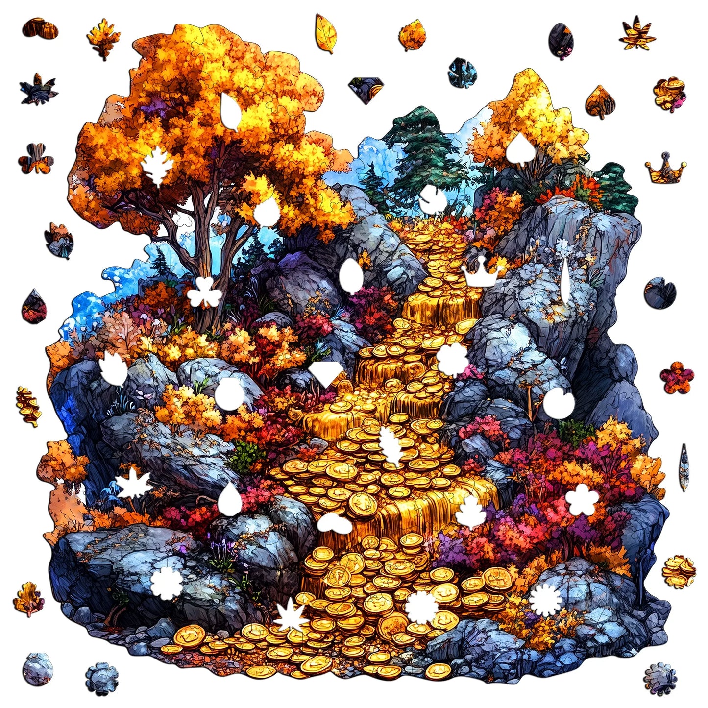 Autumn Scenery Wooden Jigsaw Puzzle Art Style Wooden Decor Painting Christmas and Halloween Gift Toy for Teen and Kid