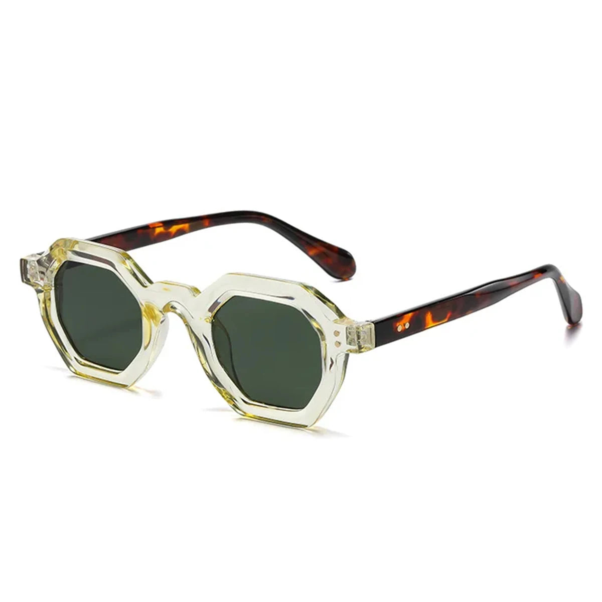 JNPCXI Retro Amber Polygon Small Square Women Sunglasses Retro Rivets Men Shades Fashion Trending Outdoor Sports Sun Glasses
