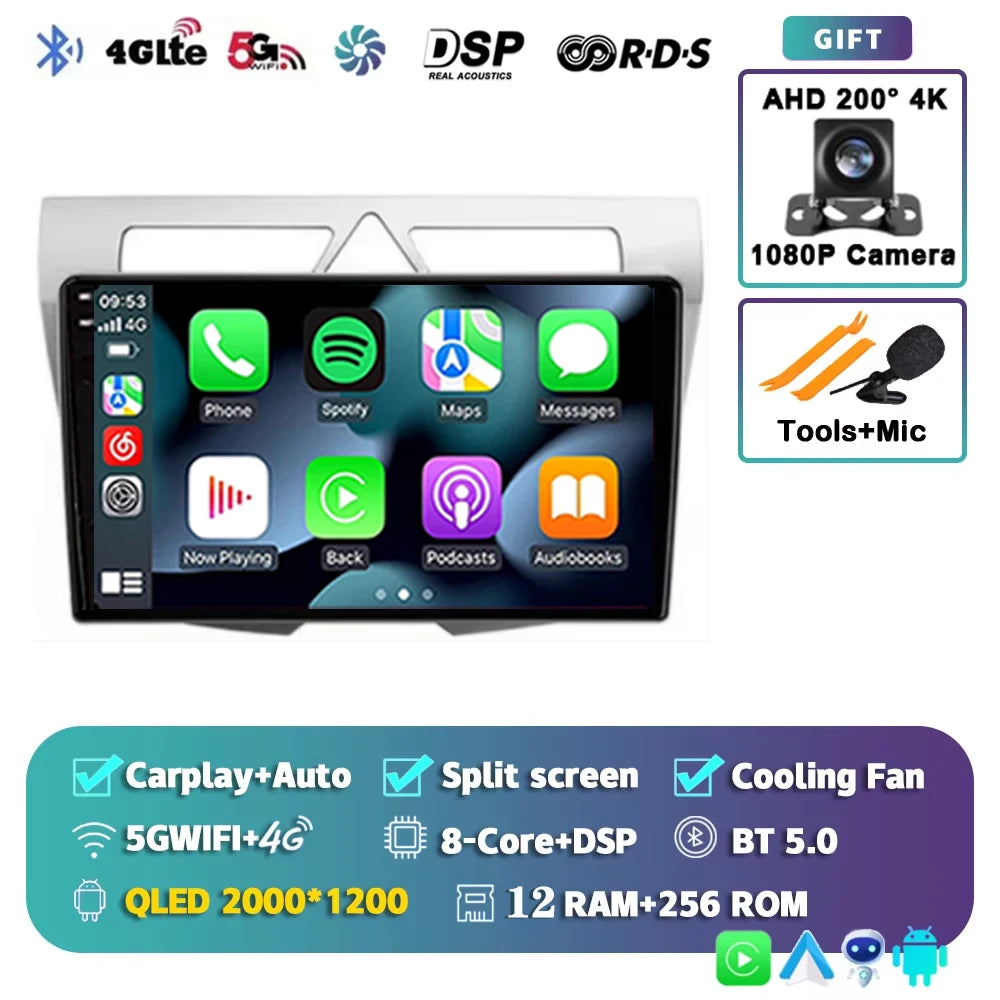 For Kia Morning Picanto 2007 - 2011 2K 12+256 QLED Android 15 CarPlay Car Radio Multimedia Video Player GPS stereo Head Unit