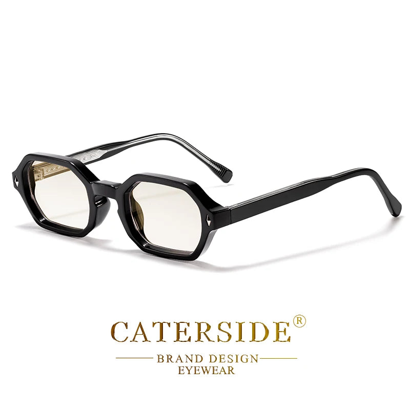 CATERSIDE Fashion Polygon Sunglasses Men Small Frame Gradient Lens Sun Glasses for Summer Beach Party Ideal Choice for Gifts