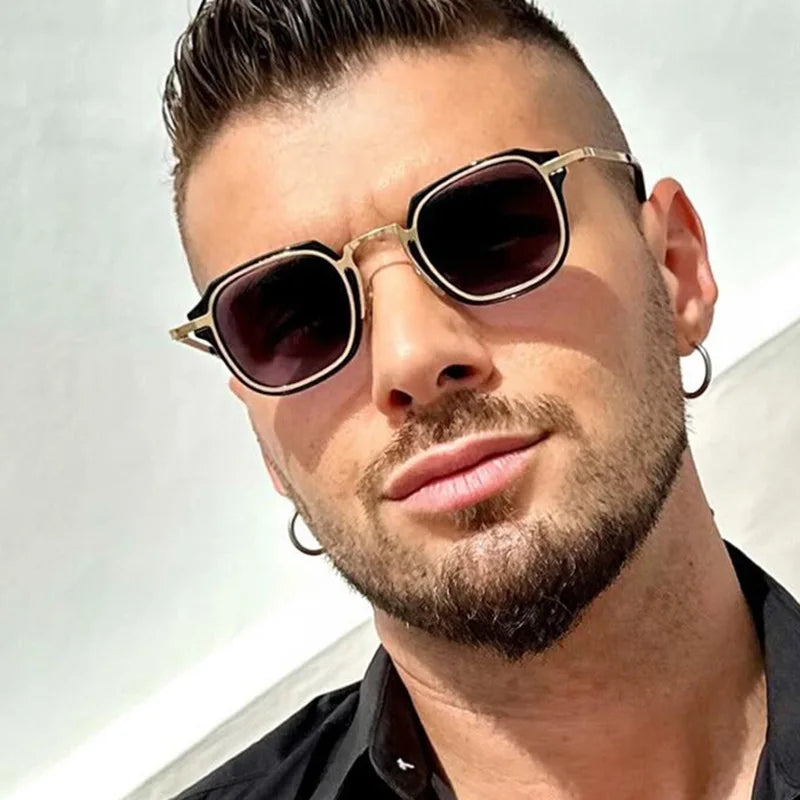 JNPCXI Ins Popular Fashion Small Round Men Punk Sunglasses Retro Women Trending Black Sun Glasses Gradient Shades