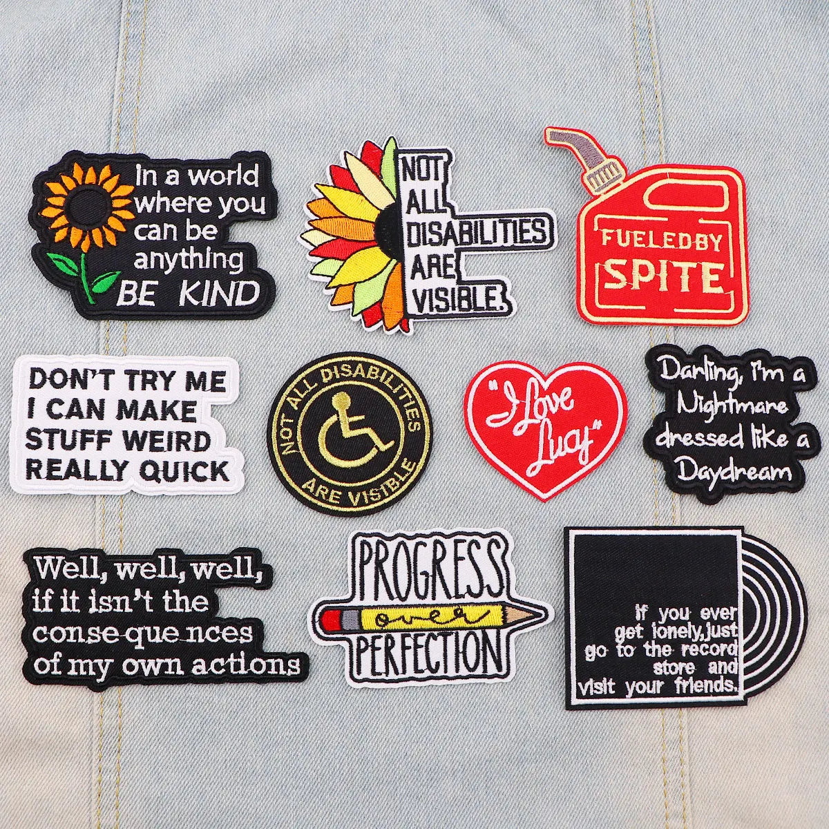 Motivational Phrase Patch Sunflower Iron On Patches For Clothing Patches DIY Applique Embroidered Patch For Jackets Badges