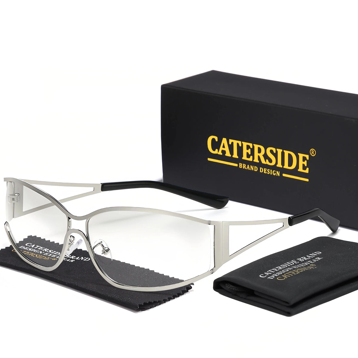 CATERSIDE Men's Punk Sunglasses Brand Design Fashion Technology Retro Sun Glasses Women's Travel Beach Y2K Glasses Gift UV400