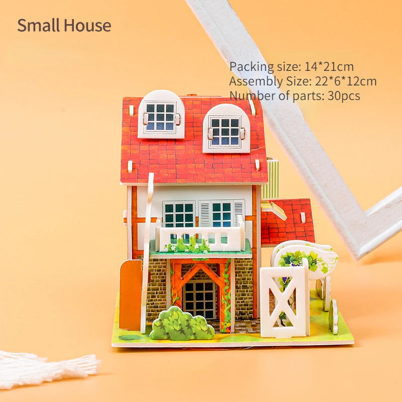 3D Puzzle Handmade DIY House Model Puzzle Children Boys and Girls Toys Paper Jigsaw Puzzle  Baby Toys Christmas Gift