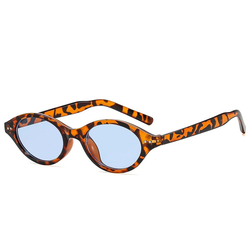 JNPCXI New Retro Small Oval Women Sunglasses Fashion Anti Blue Light Eyeglass Frame Men Trending Rivets Sun Glasses