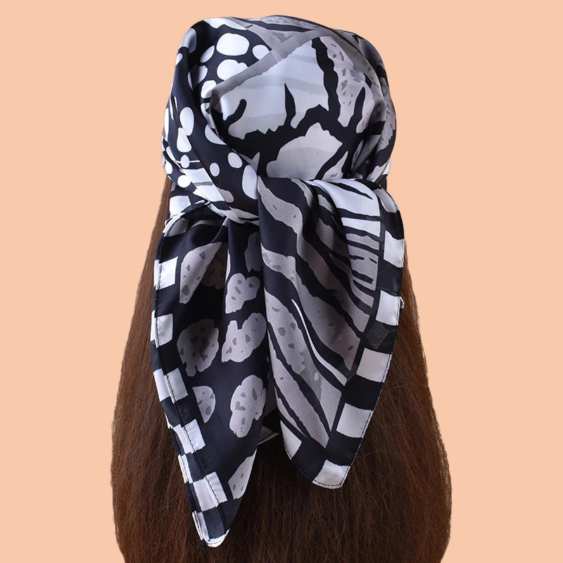 1PC Women's Spot Print Thin Satin Silk-Like Square Scarf Bohemian Casual Neck Wrap Lightweight Comfortable Spring Summer Daily