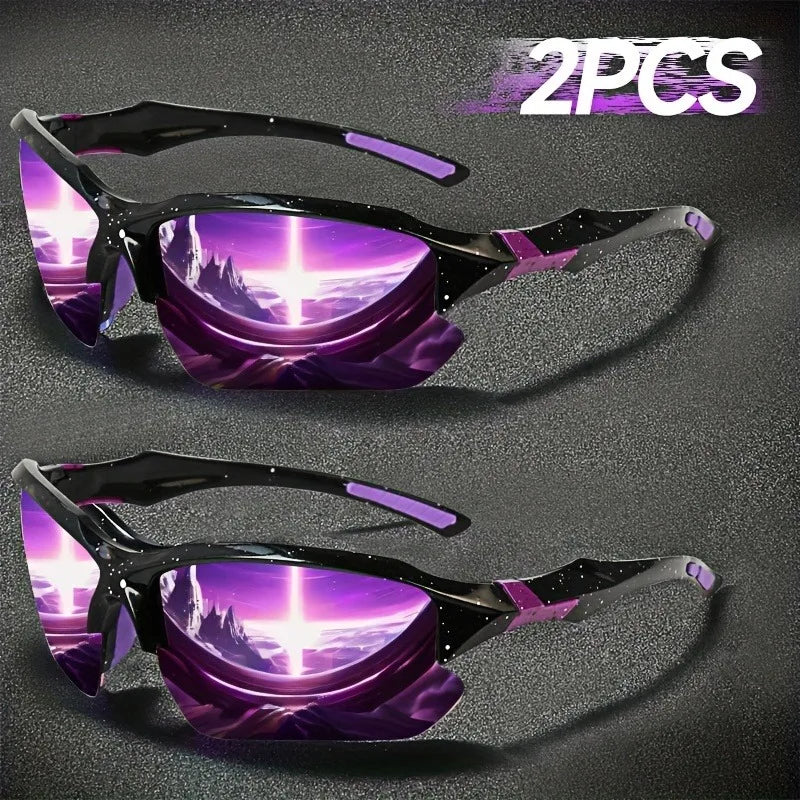 2PCS Unisex Fashion Semi-Framed Sports Sunglasses