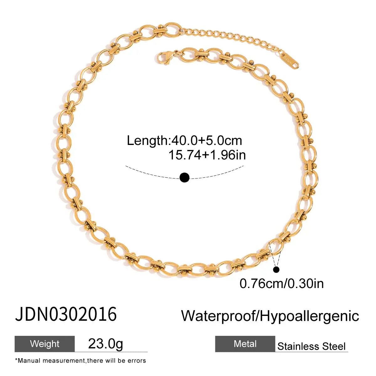Uworld Minimalist 18K Gold Color Plated Stainless Steel Two tone Handmade Chain Necklace Stackable Basic Link Necklace Women's J