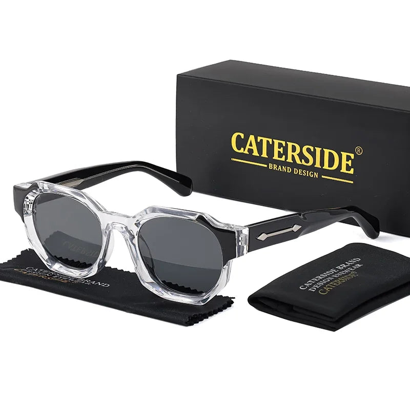 CATERSIDE Retro Punk Square Sunglasses Men Vintage Thick Frame High-Quality Women's Sun Glasses Party and Holiday Travel Eyewear